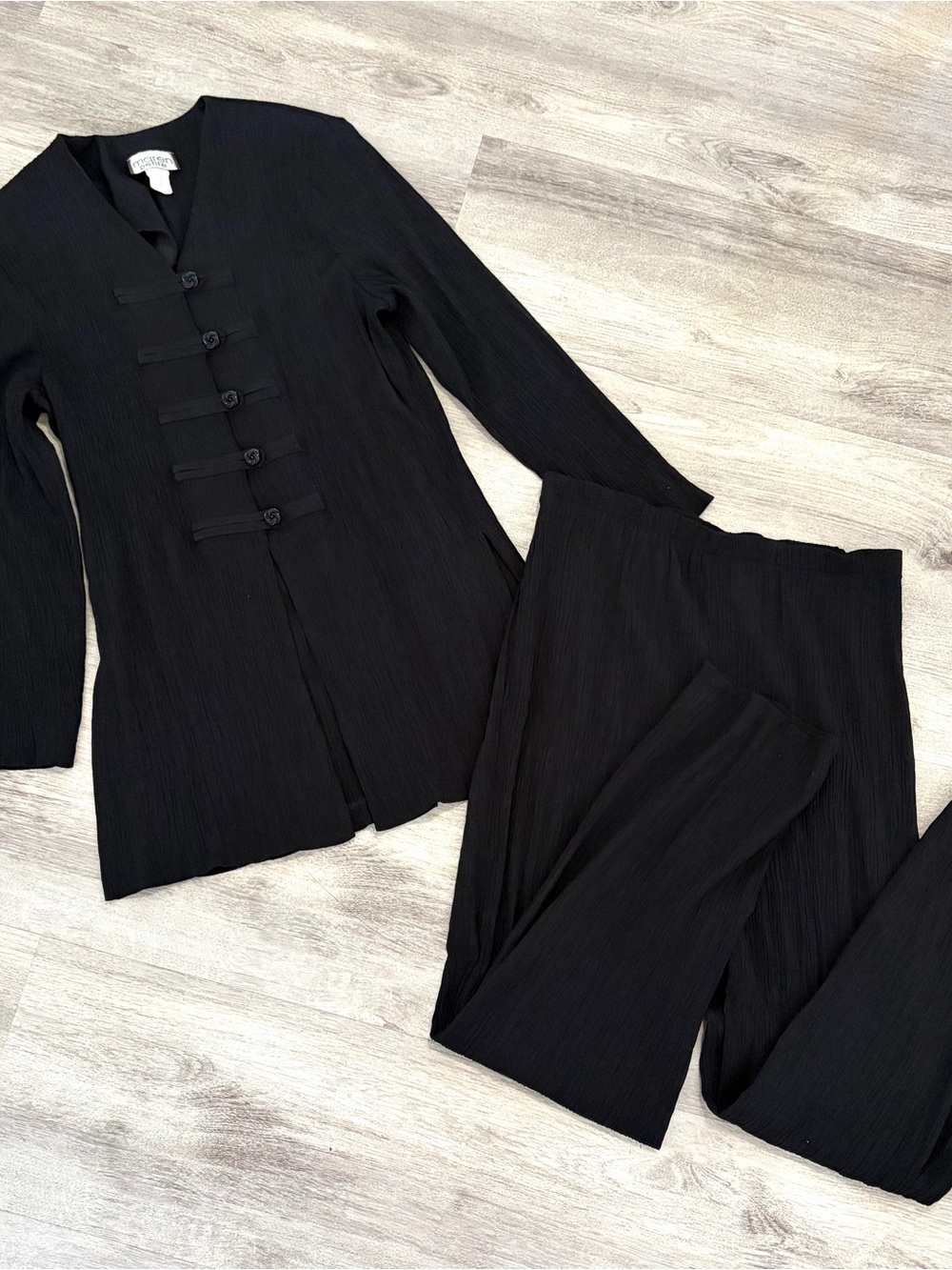 Vintage 2 Piece Set Jacket Trousers Womens Small Military Old Money Gothic Black